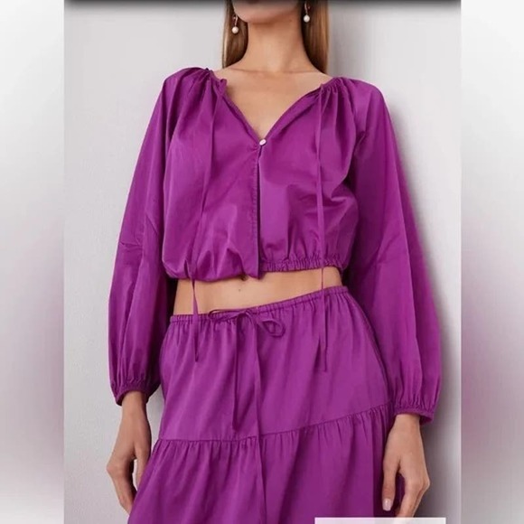 RAILS NWT $168 Katia Midriff Billowy Style Berry Size S - Picture 2 of 11